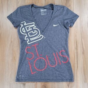 🔹️Nike Blue Dri-Fit St Louis Cardinals Vneck Short Sleeve Top Small